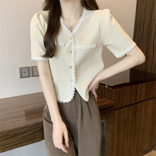 สุดฮิต เสื้อผ้าแฟชั่น เสื้อผ้าผู้หญิงคอวีแขนสั้นงานเกาหลีเกา…