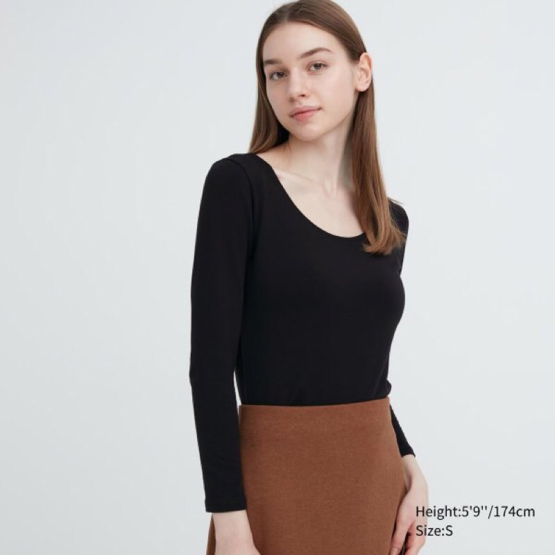size s ของใหม่ UNIQLO Heattech Extra Warm Scoop Neck Long Sleeve T-Shirt