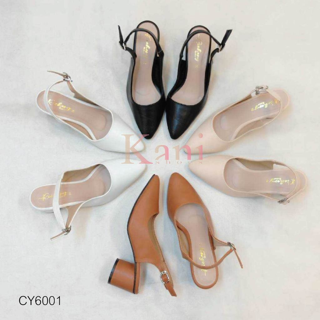 รองเท้าส้นสูงรัดสั้น 2 นิ้ว หัวแหลม ทำในไทย รองเท้าแฟชั่น รองเท้าทำงาน