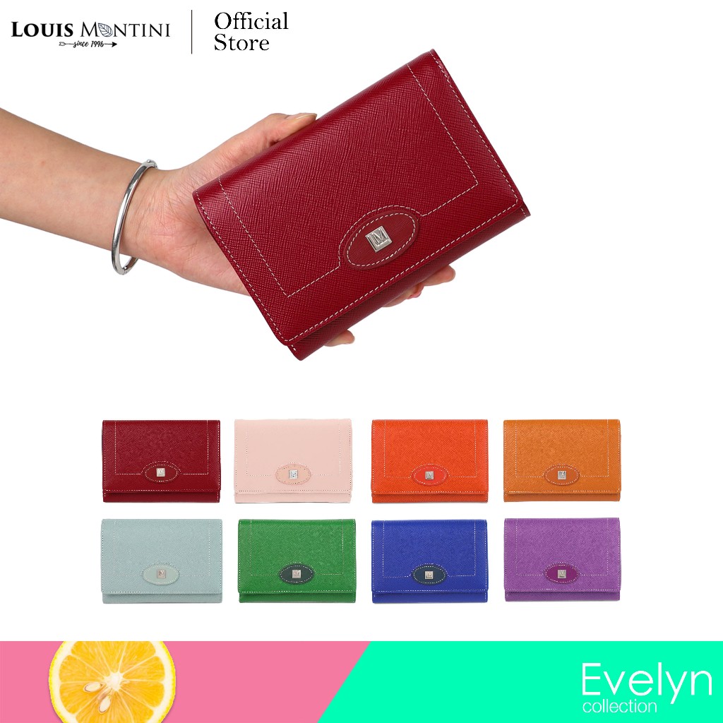 Louis Montini (Evelyn) กระเป๋าสตางค์ผู้หญิง ใบสั้น หนังซาเฟียโน่ Women's wallet WL35