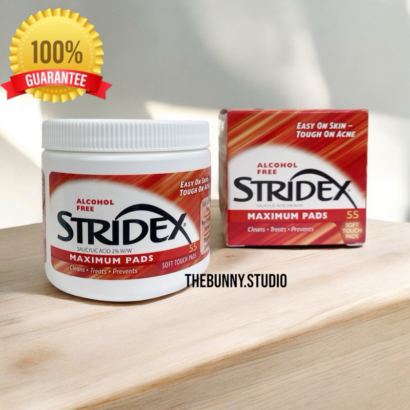 พร้อมส่งค่ะ STRIDEX Maximum Pads Alcohol Free (55แผ่น) โทนเนอร์แพด ลดสิว ผลัดเซลล์ผิว
