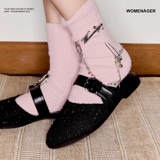 womenager - Jane Original สี Black tweed รองเท้าแตะคัทชูเปิดส้น สวมใส่ง่าย