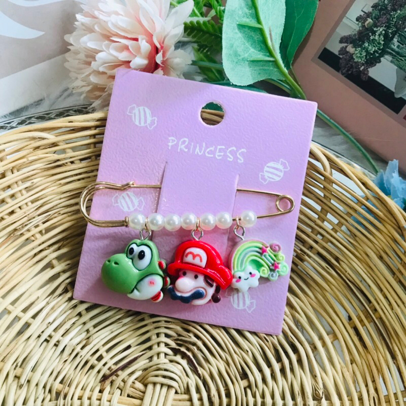 🍄เข็มกลัด มาริโอ้น่ารักมากๆ ติดเสื้อผ้า กระเป๋า (พร้อมส่ง)