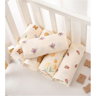 ผ้าฝ้าย ผ้ามัสลิน เนื้อนุ่ม คอตตอลแท้100% ออร์แกนิค ขนาด 80-100 cm. ใหญ่ Cotton ทอย่น พร้อมส่ง ‼️เกรดดี ผ้าห่ม ผ้าห่อตัว