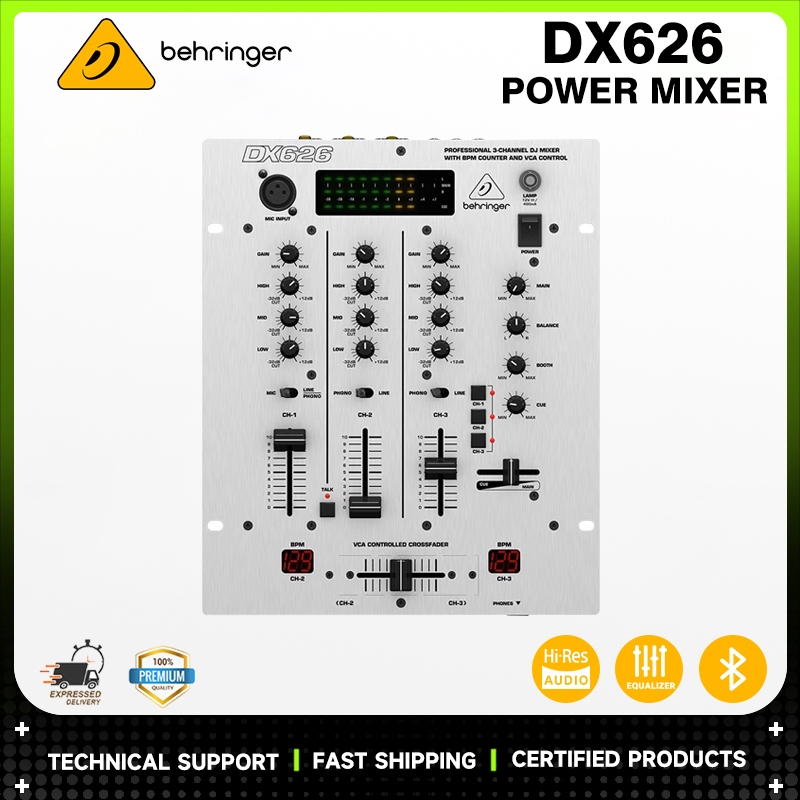 BEHRINGER DX626 ดีเจมิกเซอร์ 3 Channel DJ Mixer with BPM Counter and VCA Control (รับประกันบูเซ่ 3 ป