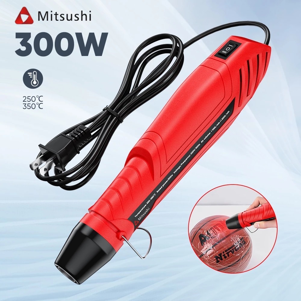 Mitsushi ปืนลมร้อน 220V 300W QR-622 ขนาดเล็ก ปืนความร้อนไฟฟ้า สำหรับซ่อมแซมเครื่องมือ ปืนลมร้อนแบบพกพา สำหรับซีล