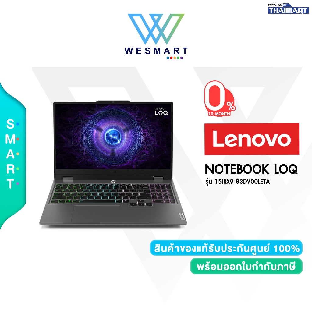 LENOVO NOTEBOOK (โน้ตบุ๊ค) LOQ 15IRX9 83DV00LETA : Core i5/24GB DDR/512GB SSD/RTX4050/15.6"/Win11Hom