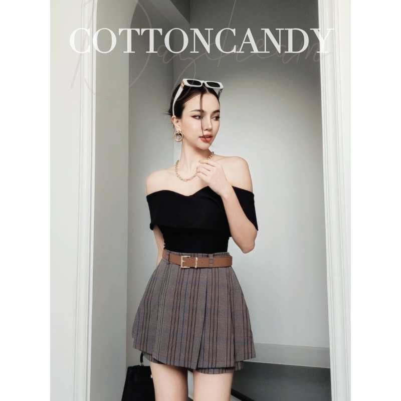 กางเกงกระโปรง ดีไซน์เกร๋ๆ พร้อมเข็มขัด New​ Botanika.korea #cottoncandy