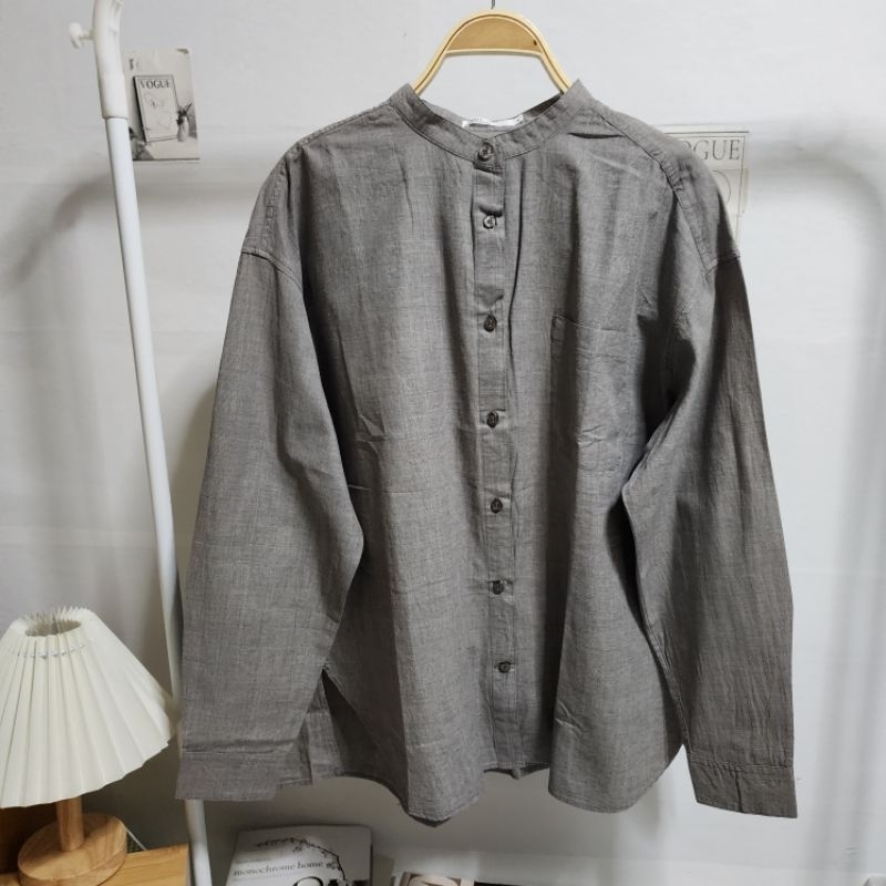 craft standard boutique เสื้อคอจีนแขนยาว ทรงสุภาพ