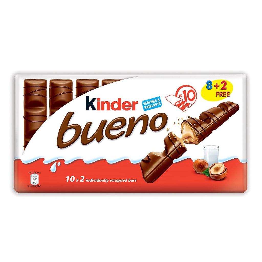 Kinder Bueno Chocolate คินเดอร์ บรูโน ซ็อกโกแลตไส้เฮเซนัท 430 g 10 ชิ้น