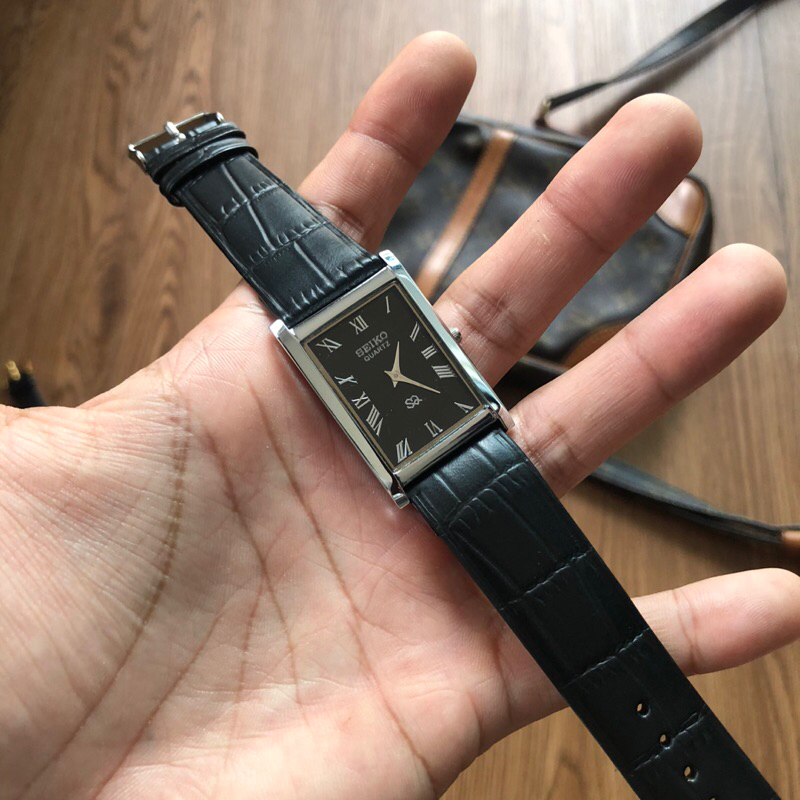 นาฬิกา Seiko Tank watch Quartz Sliver plated (black)