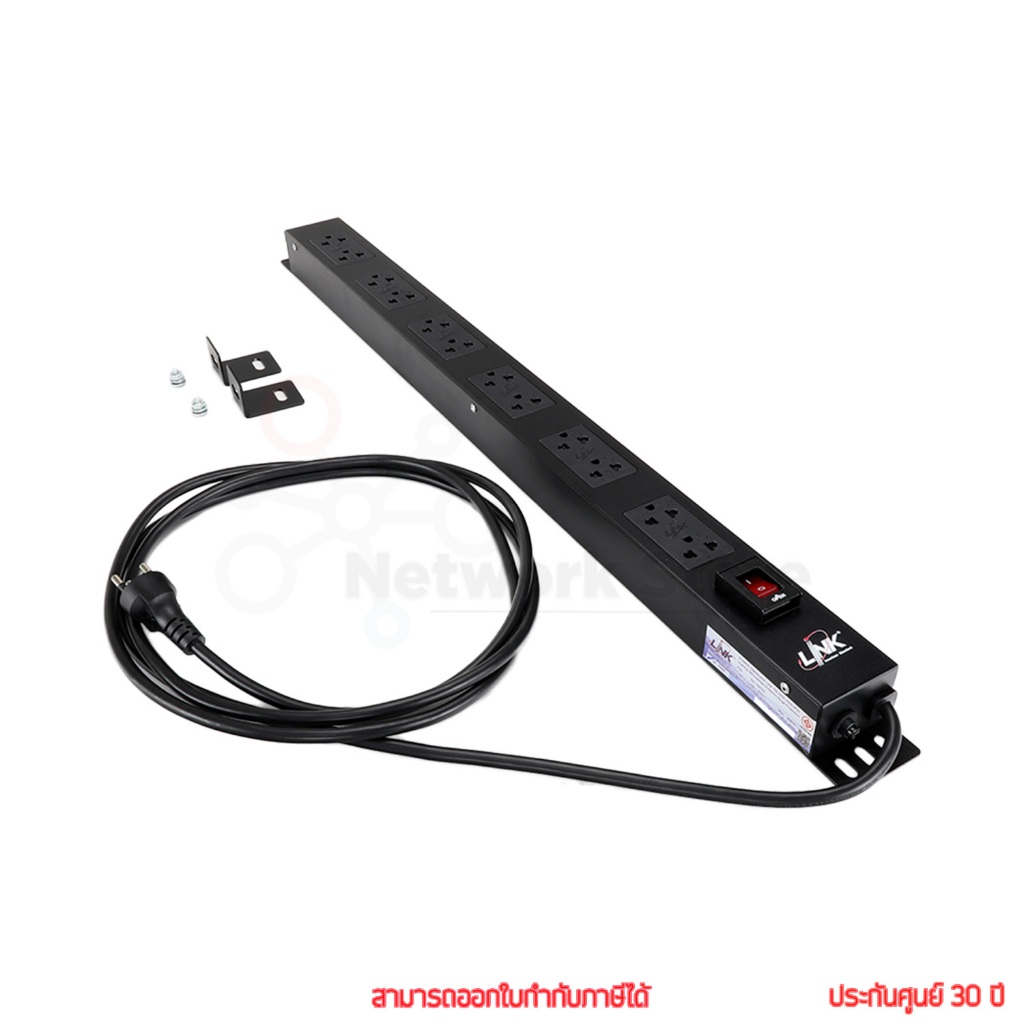 LINK PDU CH-10312A ปลั๊กพ่วงสำหรับตู้แร็ค 12 ช่อง (Lighting Switch + Protection LED) 16A/250V 3680W 