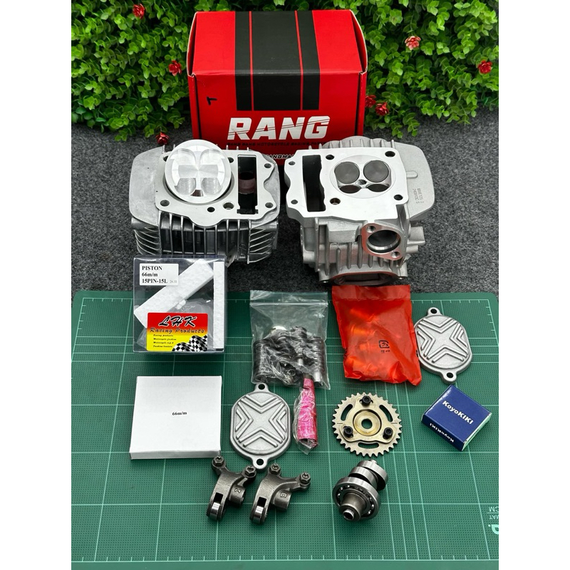 ชุดเสื้อฝา125ลูก66/4วาวปลอกยาวใส่ได้ถึงชัก7มิลลูกLHKสลัก15มิลวาล์ว22-25ฝาสูบRANGใส่125คาร์บูและ125iร