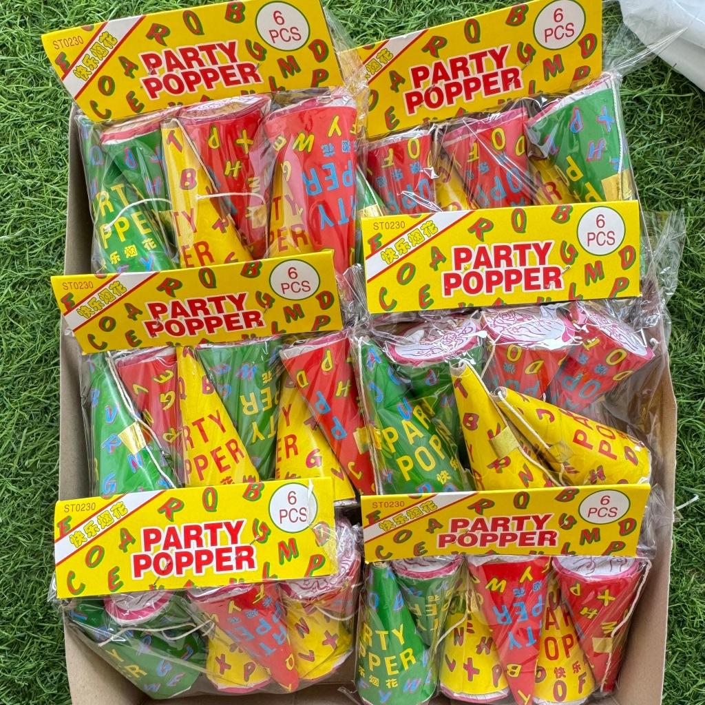 พลุกระดาษ ชักเปรี๊ยะ สำหรับปาร์ตี้ปีใหม่ แบบดึง บรรจุ 6 ชิ้น/แพ็ค PAPER-SHOOT 6 pieces/pack