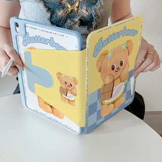 🪐24 ชั่วโมงเคส🪐case iPad Gen11 Pro11 2024 Air6 11 ที่ใส่ปากกา Butter Bear เคสiPadหมุน 360°Gen10 Air7