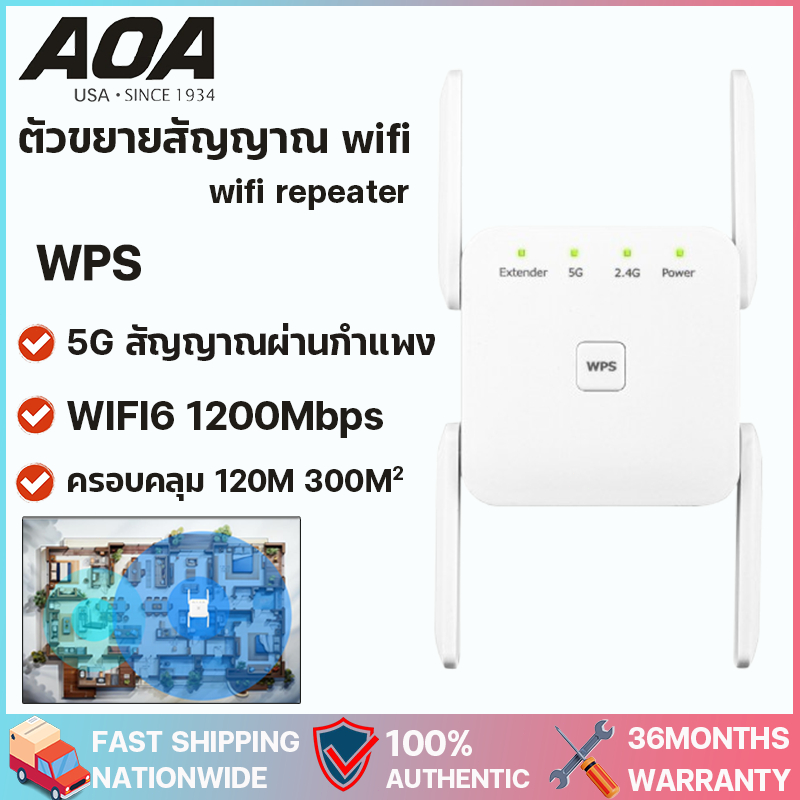 เทคโนโลยีเยอรมัน WPS 5Gตัวขยายสัญญาณ ครอบคลุมสัญญาณ500㎡ 1200Mbps wifi repeater ตัวกระจายไวไฟ ตัวดูดสัญญาณ ตัวดึงสัญญาณ