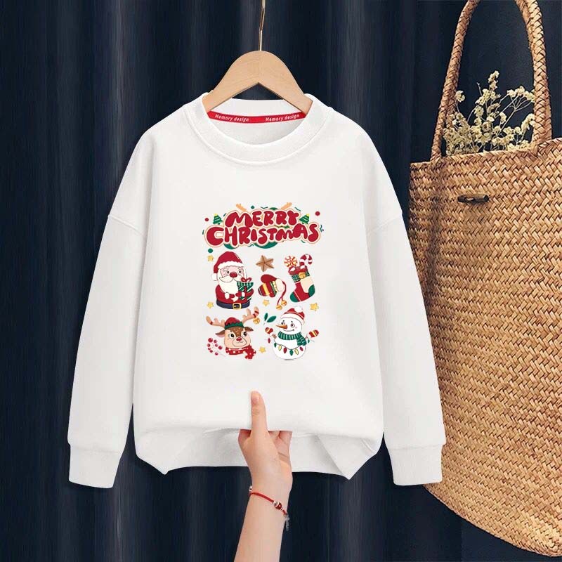J-686-O เสื้อกันหนาวเด็ก เสื้อสเวตเตอร์ สีสวยลายคริสต์มาสน่ารัก ผ้าไม่หนาใส่ได้ทุกวัน