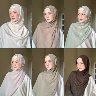 (พร้อมส่ง)Cl  ~🌷Hijab ผ้าคลุมชีฟองเนื้อทราย  พันยาว โทนสีละม…