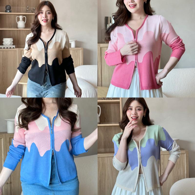 ลดเหลือ 294.- ใช้โค้ดลด 30% หน้าแอพ Bertie Top เสื้อแขนยาวทอลายคลื่น ซิปรูดได้ทั้งบน-ล่าง chubbybuthappy