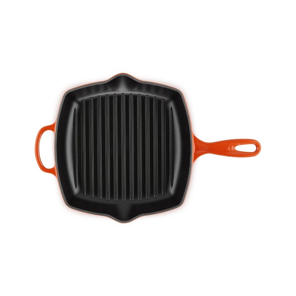 กระทะเหล็กหล่อ ทรงสี่เหลี่ยม ขนาด26cm สีส้ม SIGNATURE SQUARE SKILLET GRILL 26 FLAME