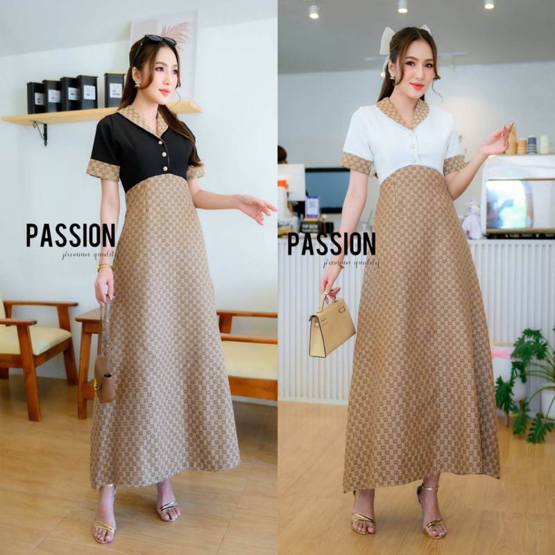 (❌-1ไซส์❌)เดรสยาว ผ้าทอ ผ้าดีมาก งานป้าย passion