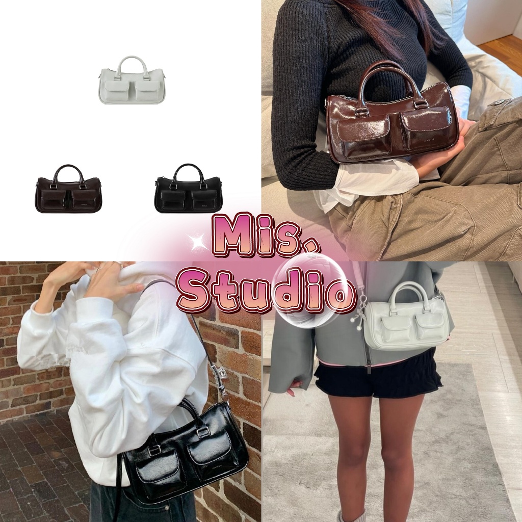 นําเข้าจากเกาหลีใต้ [STAND OIL]Chubby Half Bag / 3colors ก้านสั้น กระเป๋าโบว์ลิ่ง กระเป๋าสะพายข้าง