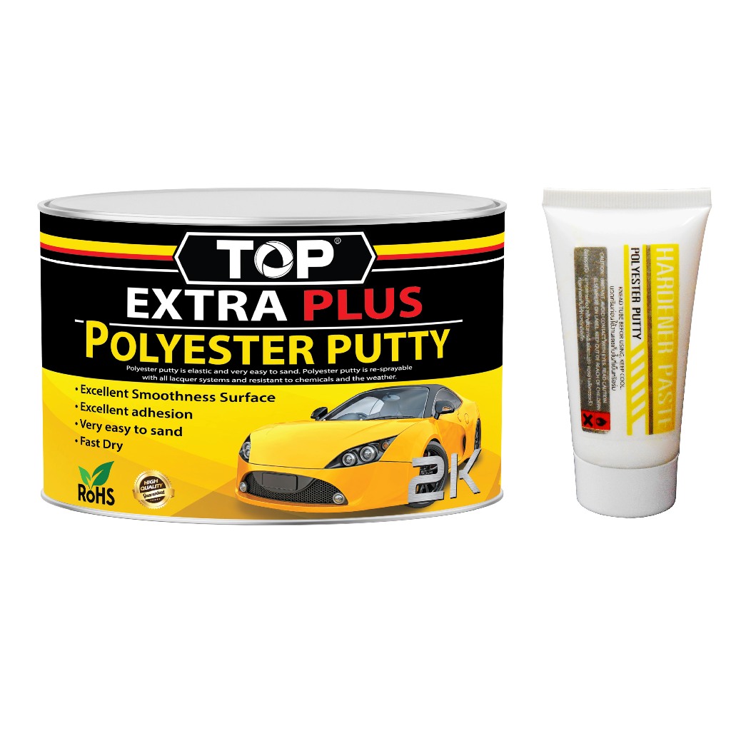 สีโป๊วเหลือง TOP EXTRA PLUS (0.9 Kg.) ขนาด 1/4 แกลลอน + น้ำยาสีโป๊ว