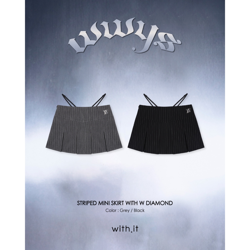 ลด 75.- พิมพ์ WTSD12 with.it.store - BTW38222 Withit striped mini skirt with W diamond