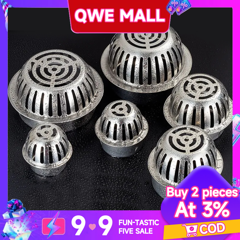 ตะแกรงระบายน้ำฝน ฝาครอบท่อระบายน้ํา สเตนเลส ทรงกลม กันฝน ทนทาน สําหรับหลังคา ระเบียง กลางแจ้ง