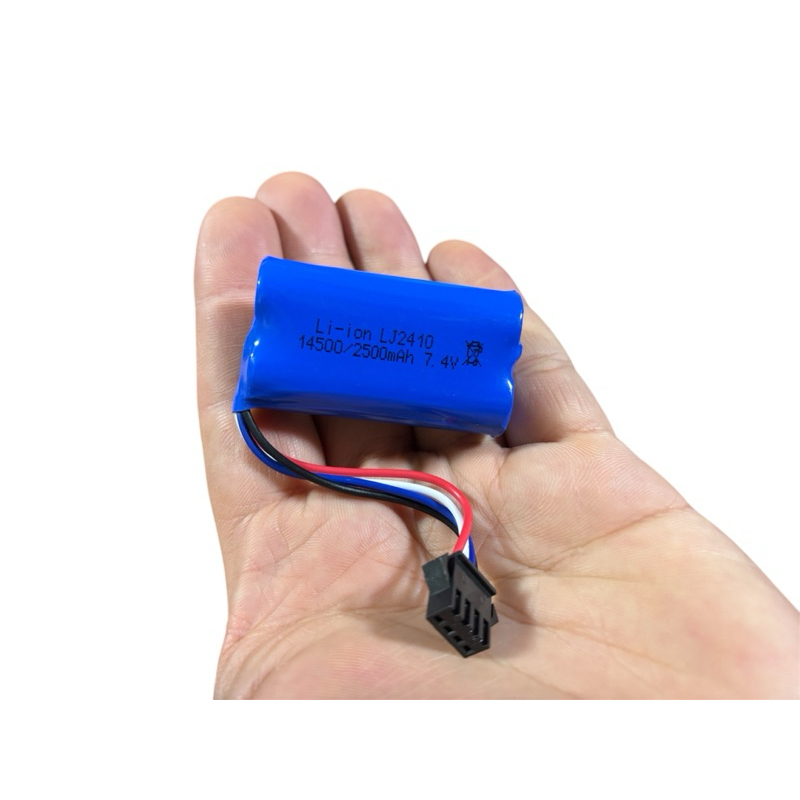 แบตเตอรี่สำรองรถบังคับLi-ionLJ2410 14500/7.4V 2500mah แจ็ค4สายสองก้อนคู่ใส่กับรถบังคับของใหม่
