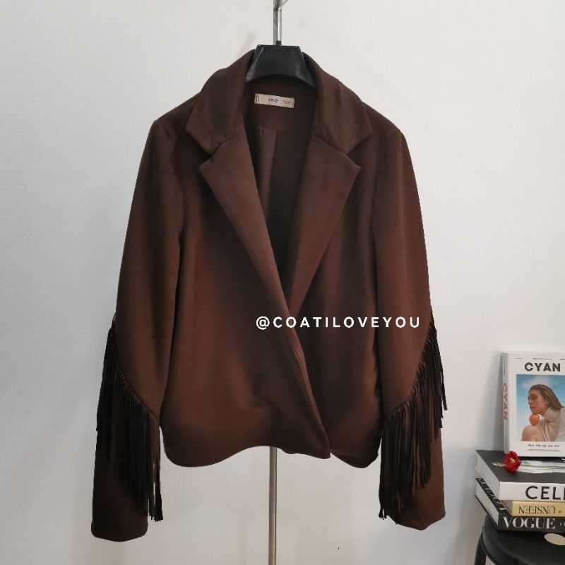 Mango Leather​-effect​ fringed Jacket​