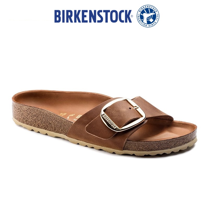BIRKENSTOCK Madrid Big Buckle FL Cognac HEX Cognac รองเท้าแตะ ผู้หญิง สีน้ำตาล（W）