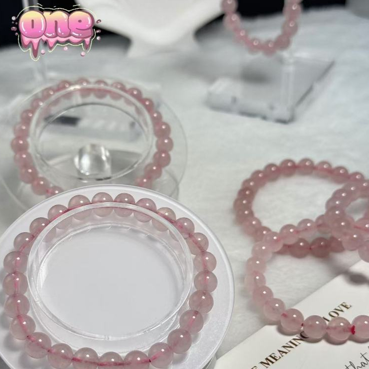 หินโรสควอตซ์ ROSEQUARTZหินโรสควอตซ์ RoseQuartz โรสควอตซ์ สร้อยข้อมือหินแท้ สตรอเบอร์รี่ ขนาด 8 มิล