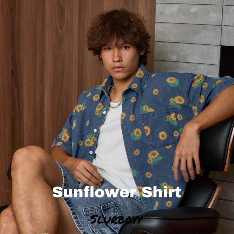 SLURBOYY Sunflower Denim เสื้อเชิ้ตยีนส์ ลายดอกทานตะวัน (SB0770)