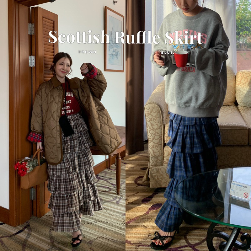 SOMEDRESS | Scottish Ruffle Skirt กระโปรงสก็อตแต่งระบาย