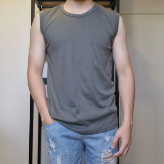 เสื้อแขนกุดสีพื้น ผ้าคอตตอนยืดหยุ่นได้ดี ใส่สบาย สไตล์มินิมอ…