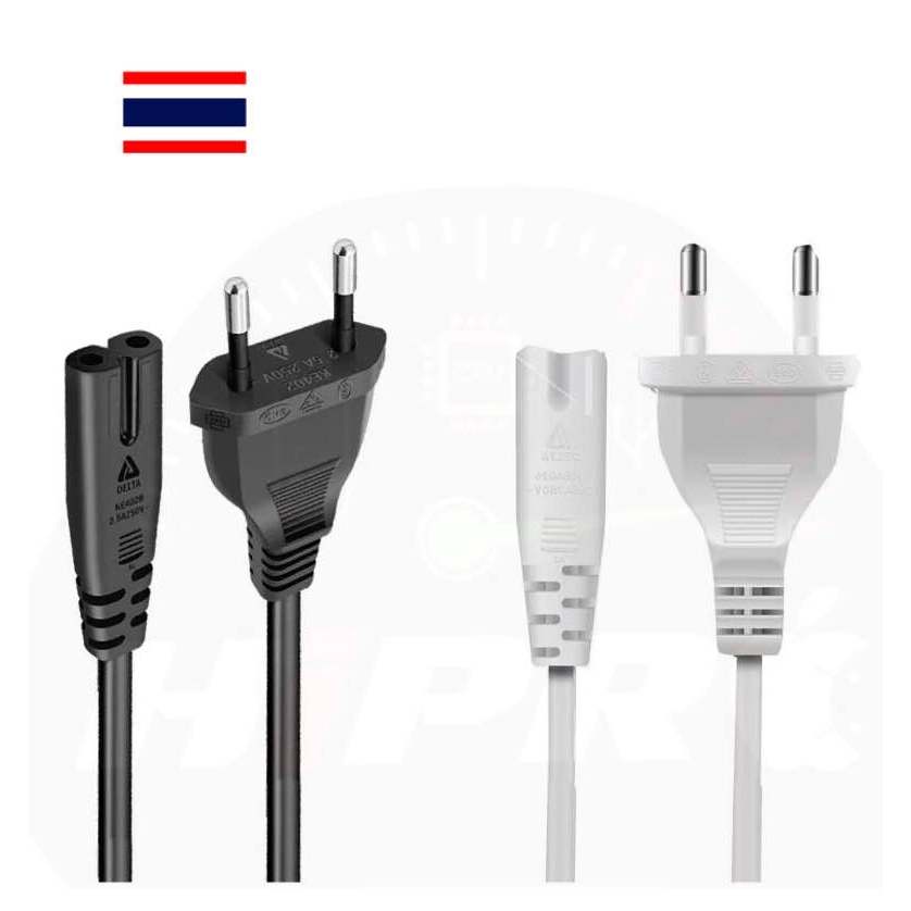 สายปลั๊กไฟ สายไฟพ่วงปลั๊ก AC power สายไฟ สาย 2 รู ขากลม ขาแบน EU US คละ สายโคมไฟ