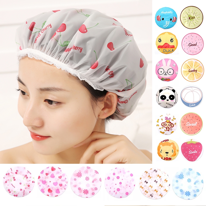 【18 รูปแบบ】 หมวกคลุมผมอาบน้ํา ลายการ์ตูนน่ารัก มีให้เลือกหลายแบบ ผมแห้ง Shower Caps