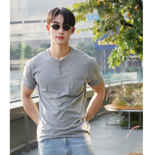 Amtar NEW!!! เสื้อยืด คอกระดุม ทรงรัดกล้าม (Henley T-shirt F…