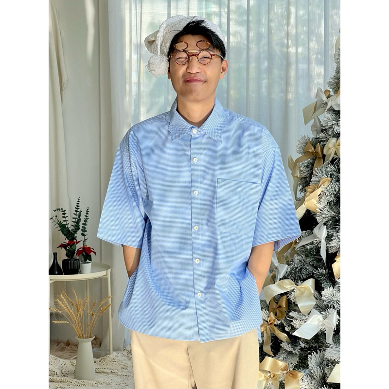 (Christmas ) เสื้อโอเวอร์ไซส์ลายฮาวส์ทูธ (ฟ้า-น้ำเงิน)