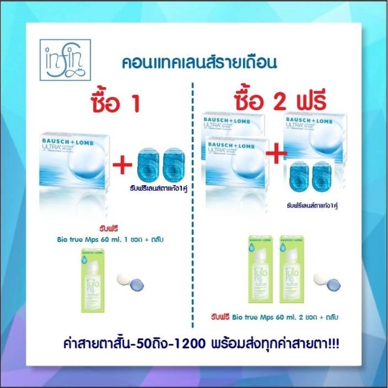 Bausch&Lomb Ultra บอชแอนด์ลอมบ์ คอนแทคเลนส์ รายเดือน (1 กล่อง :1 คู่)