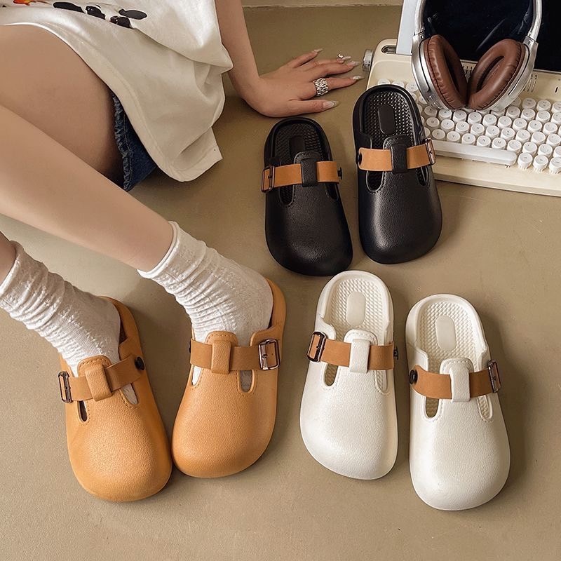 แฟชั่นใหม่ รองเท้าแตะผู้หญิงหัวโตเปิดส้นแบบสวม  พื้นหนา3cm   #2508# - รูปที่ 6