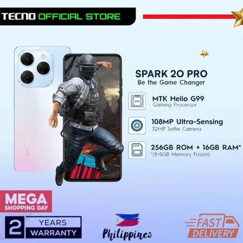 โทรศัพท์ TECNO SPARK 20 Pro โทรศัพท์มือถือ 5G ของแท้ 12GB + 256GB สมาร์ทโฟนราคาถูก COD
