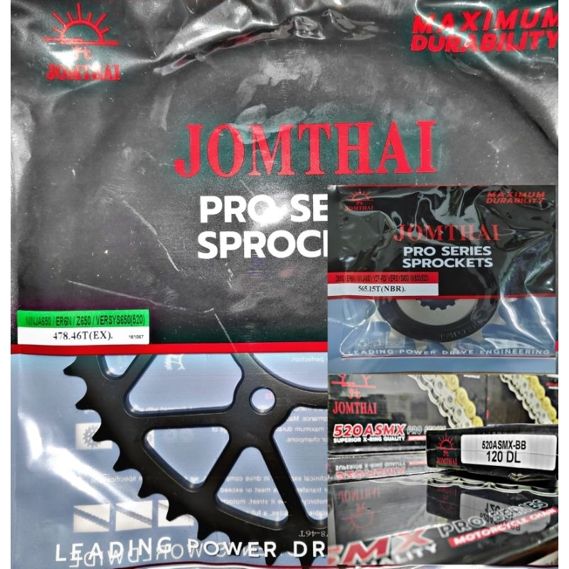 ชุดโซ่-สเตอร์ VERSYS 650 / ER6N / NINJA650 / Z650 / CFMOTO 650MT , 650NK , 650GT  ตราพระอาทิตย์ JOMTHAI แท้ 100%