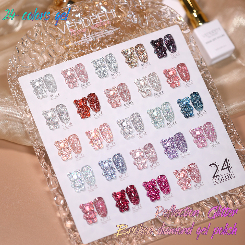 VDN สีกากเพชรโทนอบอุ่นเกาหลีสุด แบบแยกขวด มีให้เลือก 24 สี  Vendeeni C19 15ml