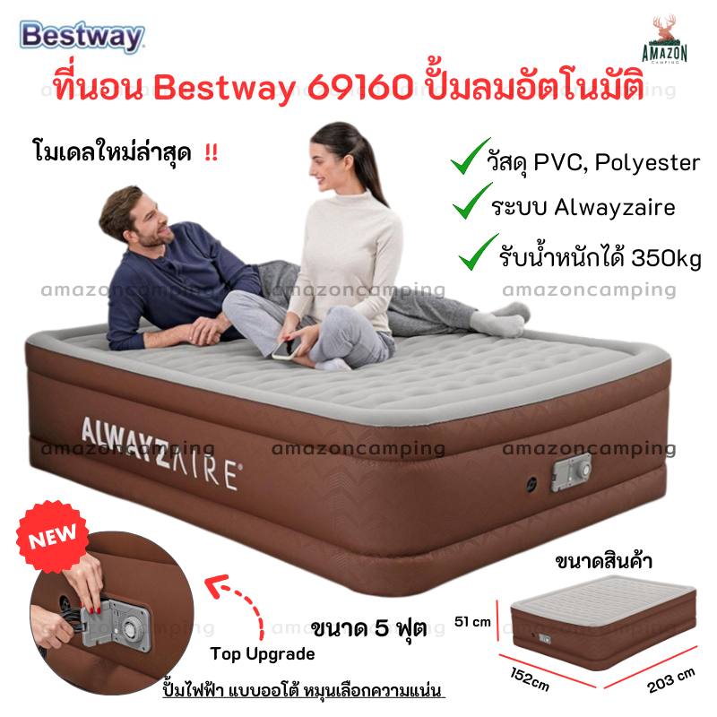 Bestway ที่นอน รุ่น69160 ขนาด5ฟุต โมเดลใหม่ล่าสุด ตัวท๊อป