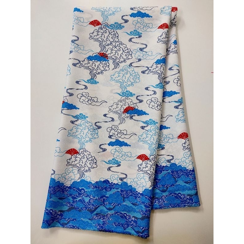 ผ้าโฟร์เวย์ Osaka ผิวสัมผัสคล้ายเม็ดทราย เนื้อนิ่มมาก ใส่สบาย มีเชิง 2 ฝั่ง ลายเชิงเมฆา หน้ากว้าง 150 cm  #ผ้าหลา - รูปที่ 5