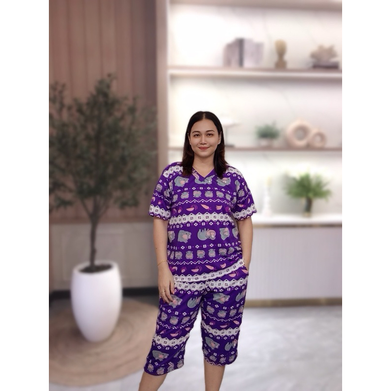 ชุดเซ็ตขาห้าส่วนสาวอวบ ผ้าไมโครบบางเบา ใส่สบาย FreeSize พร้อมส่ง
