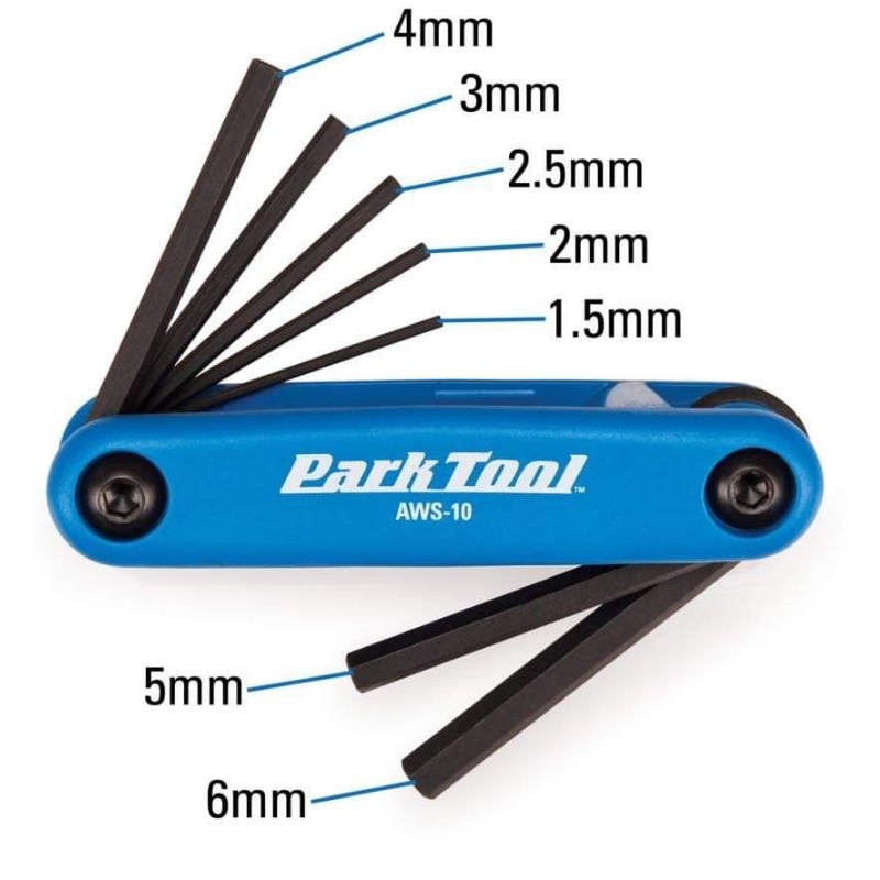Park Tool ชุดประแจหกเหลี่ยมแบบพับเก็บได้ขนาด 1.5, 2, 2.5,9 3, 4, 5 และ 6 AWS-10 FOLD-UP HEX WRENCH SET