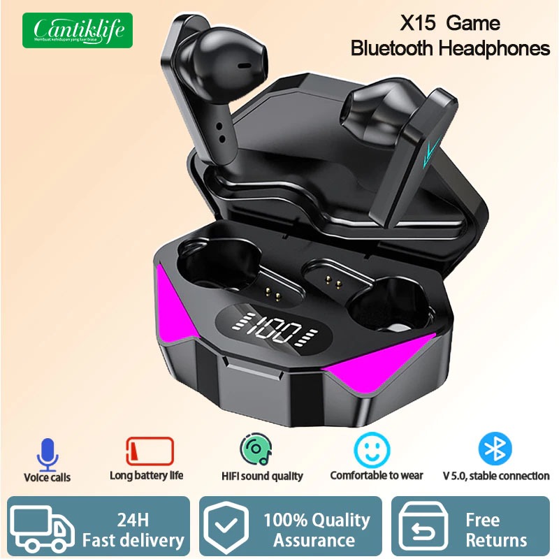 Cantiklife ใหม่ TWS X15 หูฟังสเตอริโอไร้สาย บลูทูธ 5.3 พร้อมไมโครโฟน สําหรับสมาร์ทโฟนทุกรุ่น01